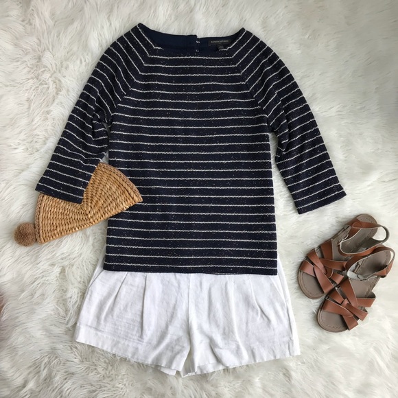 Banana Republic Tops - Banana Republic Navy White Knit Striped Top Small
